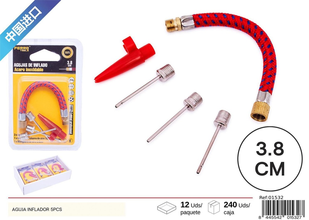 Set de agujas infladoras 5pcs para balones y bicicletas