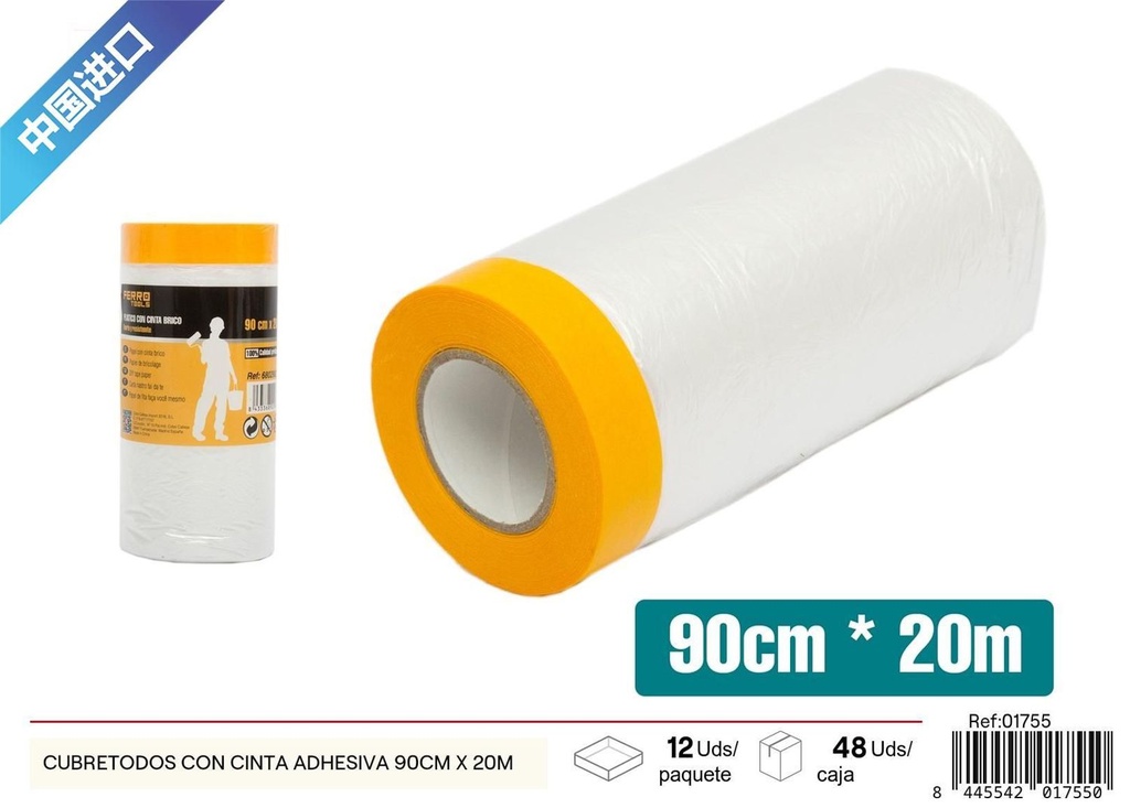 Cubretodos con cinta adhesiva 90 cm x 20 m - Ferretería y pintura