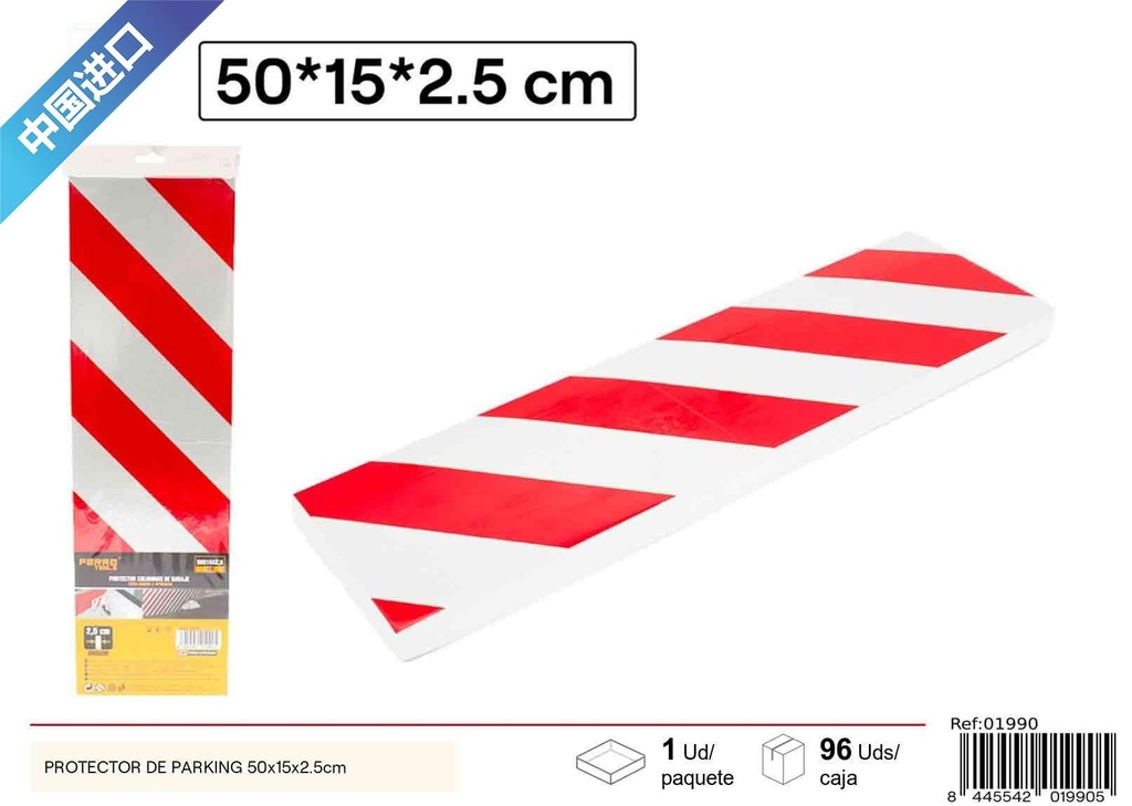 Protector de parking de espuma rojo y blanco 50x15x2.5cm para coches