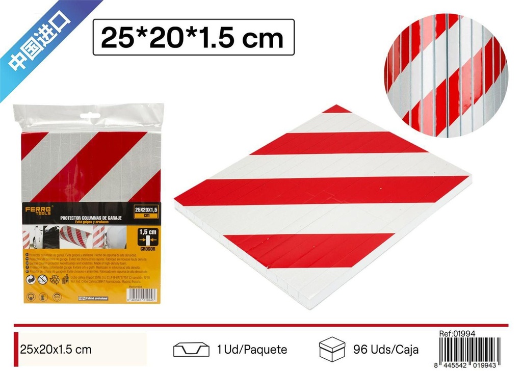 Protector de parking rojo y blanco 25x20x1.5 cm - Accesorios para coches