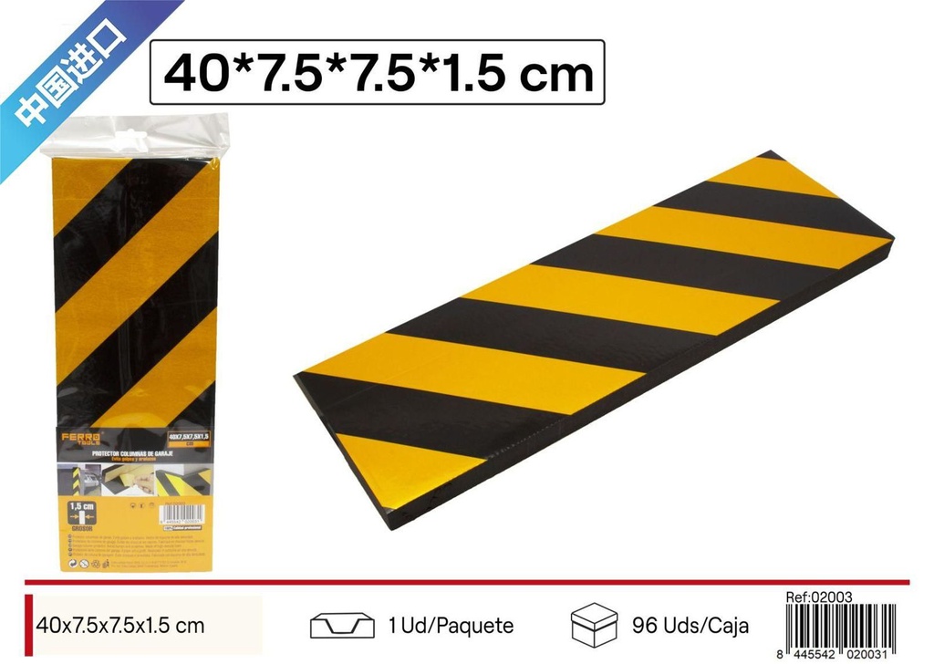 Protector de parking amarillo y negro 40x7.5x7.5x1.5 cm - Accesorios para coches