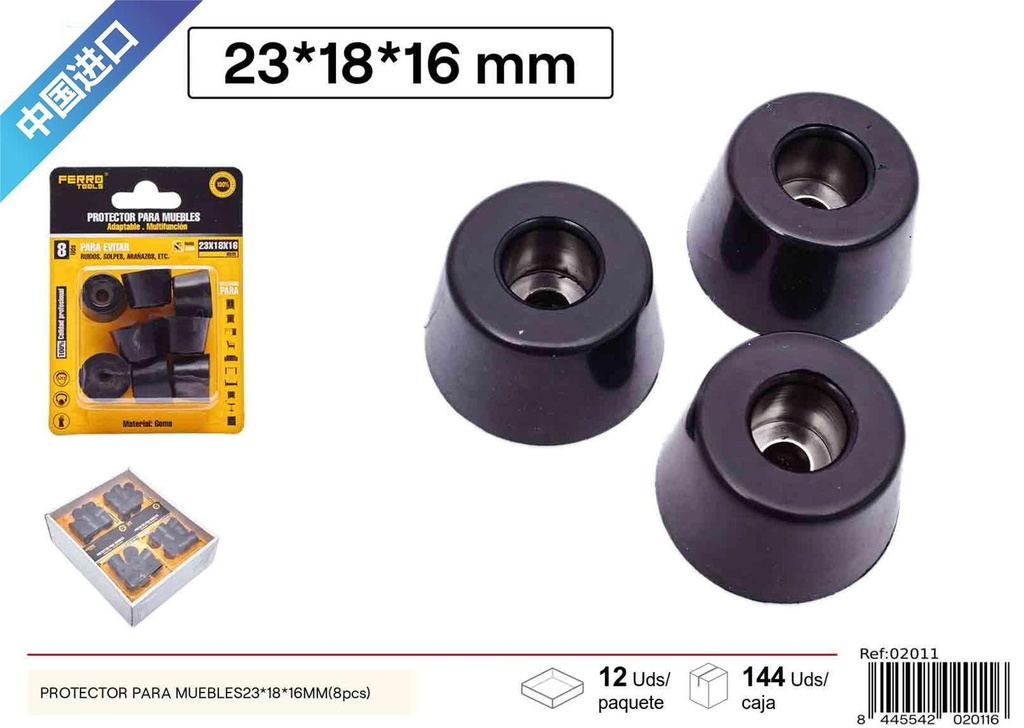 Protector para muebles de goma con arandela 23*18*16MM (8 pcs) - Ferretería