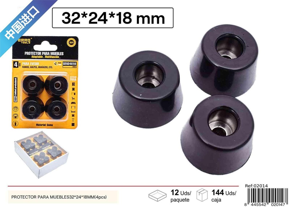 Protector para muebles de goma con arandela 32*24*18MM (4 pcs) - Ferretería