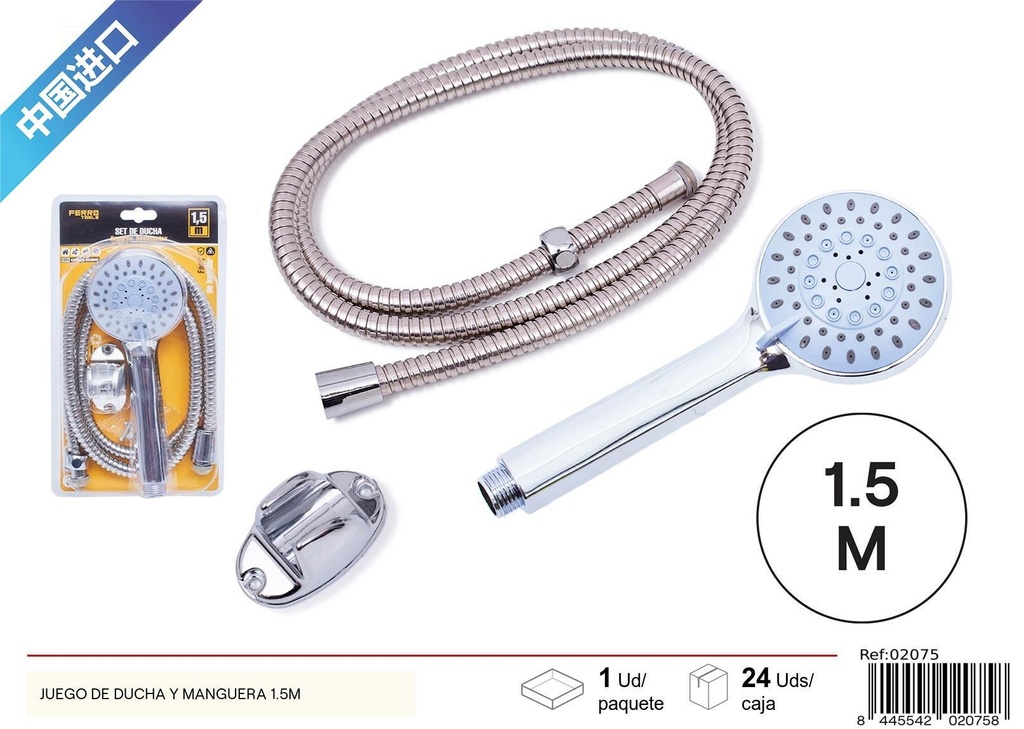 Set de ducha y manguera de 1.5 metros - Accesorios de baño