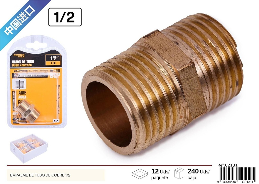 Conector de tubería de cobre 1/2 - Ferretería