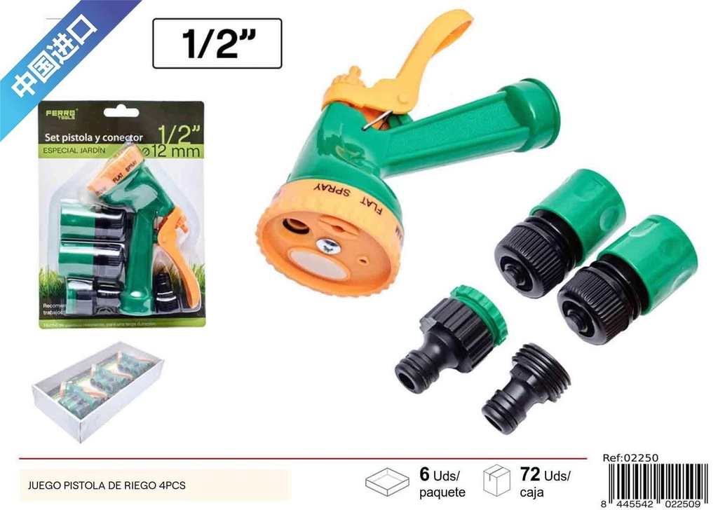 Juego de pistola de riego 4Pcs - Accesorios de jardín