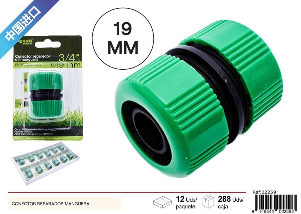 Conector reparador para manguera ¾ - Accesorios de jardinería