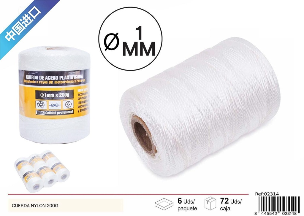 Cuerda de nylon blanca 200g - Ferretería
