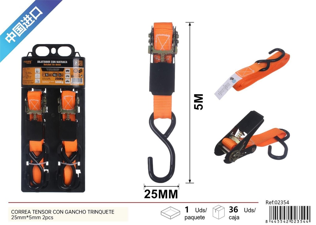 Cinta de sujeción con gancho 25mm 2pcs - Accesorios de coche