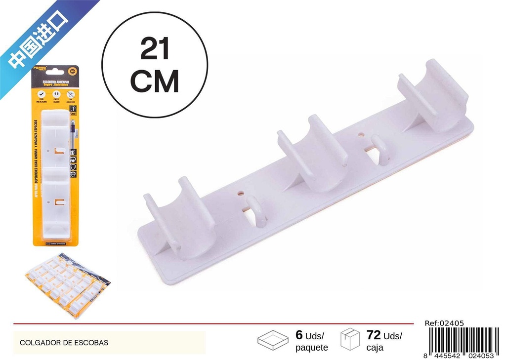 Colgador para escobas de 3 cabezales - Ferretería y hogar