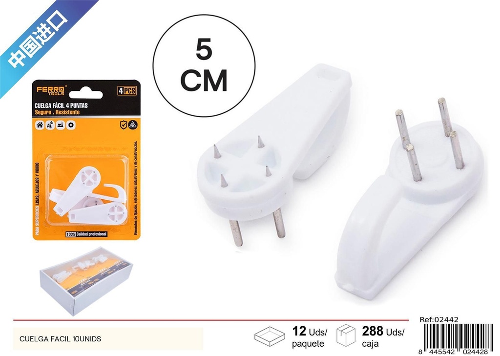 Clavos para colgar portafotos blancos 4 piezas - Artículos de ferretería