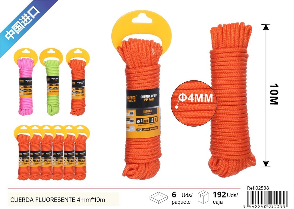 Cuerda fluorescente 4 mm*10 m - Artículos de ferretería