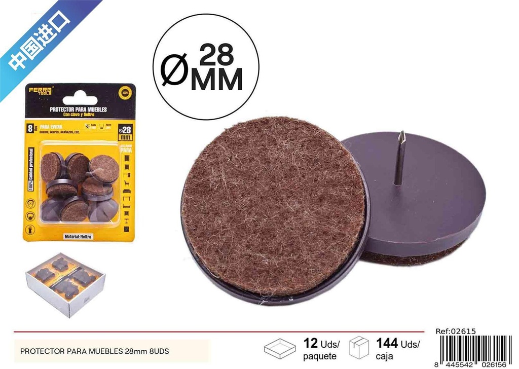 Protector para muebles redondeado con clavos 28 mm 8 pcs - Accesorios de ferretería