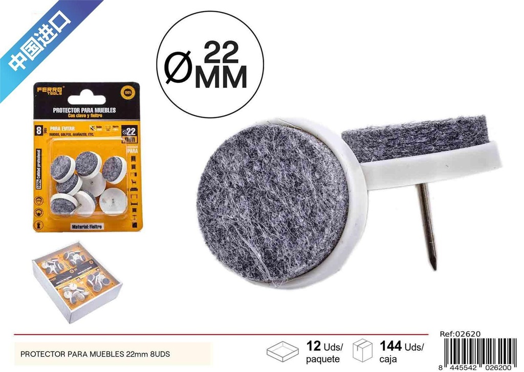 Protector para muebles 22mm (8 unidades) - Protectores para muebles