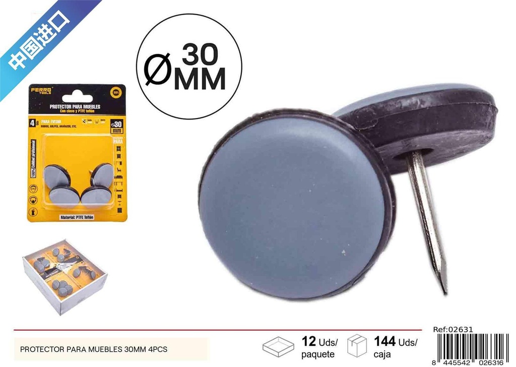 Protector de muebles de teflón 30 mm (4 piezas) - Ferretería