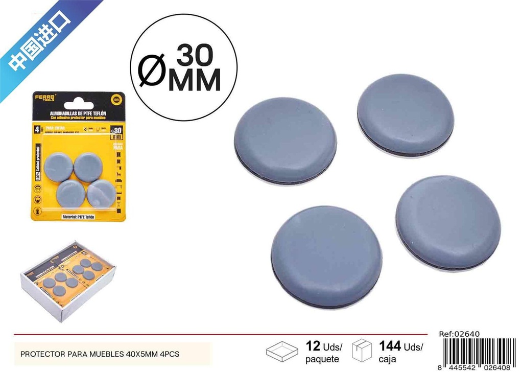 Protector para muebles 30x5mm 4pcs - Accesorios de ferretería y protectores