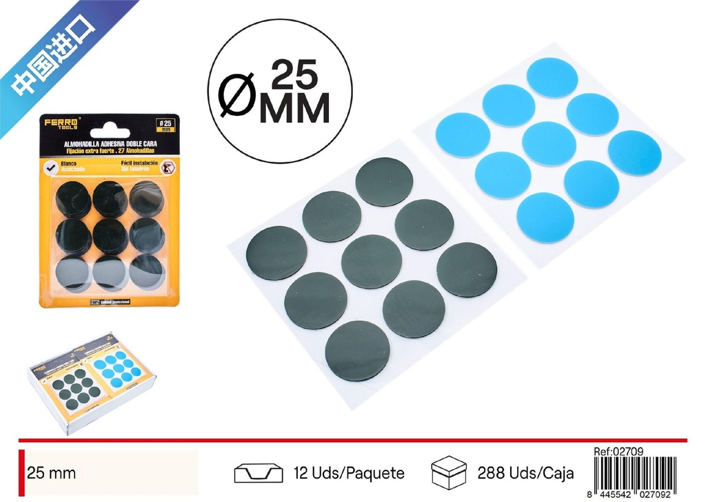 Pegatinas dobles azules redondas 25 mm (27 pcs) - Adhesivos