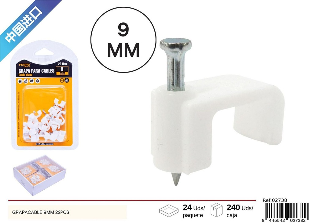 Grapacable 9 mm 22 pcs - Accesorios de ferretería