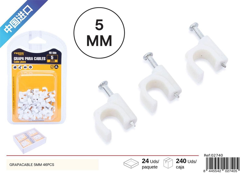 Grapacable 5 mm 46 pcs - Accesorios de ferretería