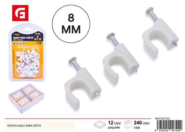 Grapacable 8mm 32pcs para sujeción de cables