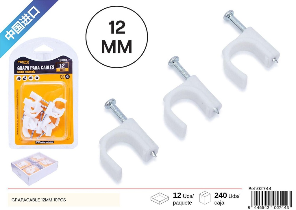 Grapacable 12 mm 10 pcs - Accesorios de ferretería