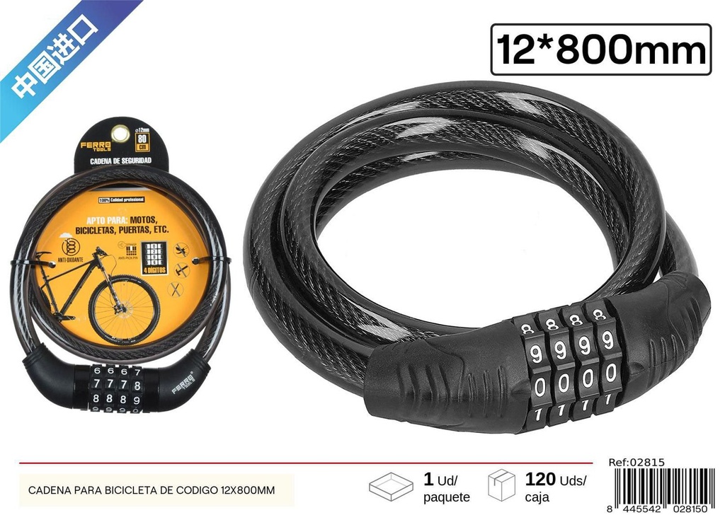 Cadena para bicicleta de código 12X800MM - Accesorios de bicicleta 