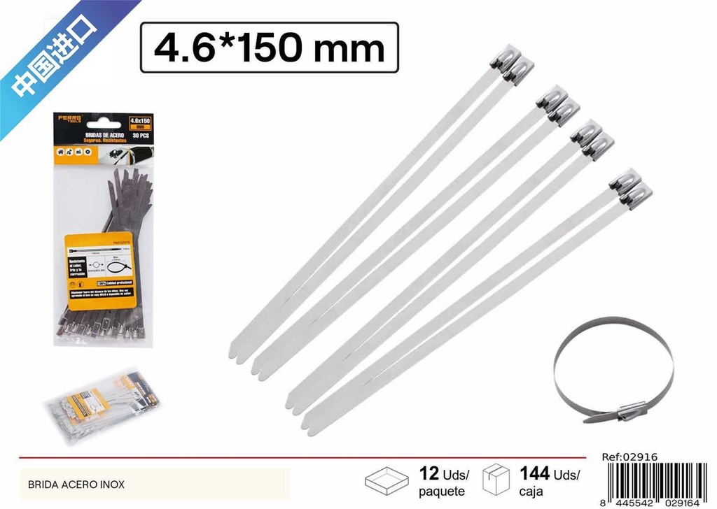 Bridas de acero inoxidable 4.6*150mm 30pcs - Accesorios