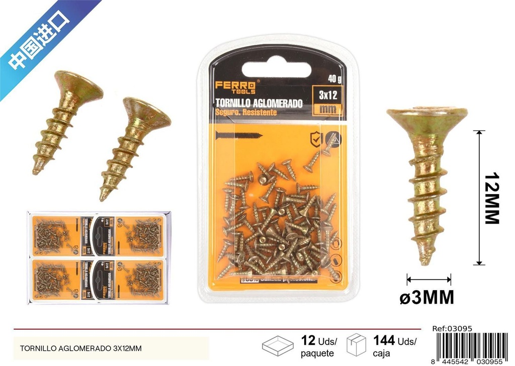 Tornillo aglomerado 3X16 mm - Accesorios de ferretería