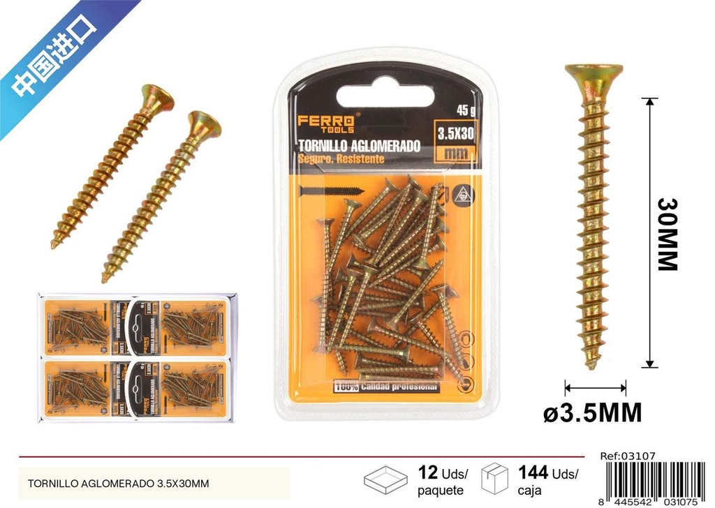 Tornillo aglomerado 3.5X40 mm - Accesorios de ferretería