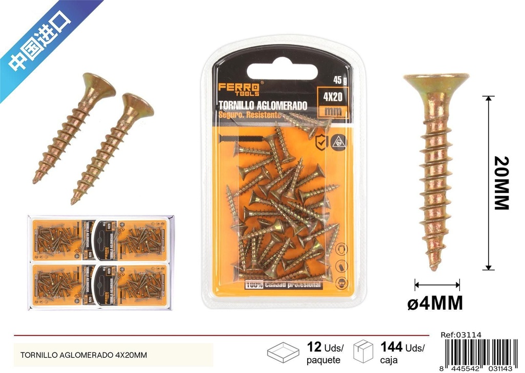 Tornillo aglomerado 4*25 mm - Accesorios de ferretería
