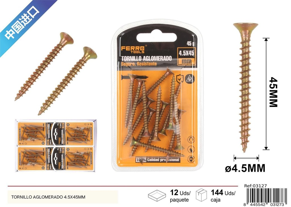 Tornillo aglomerado 4.5X45mm - Tornillos y ferretería