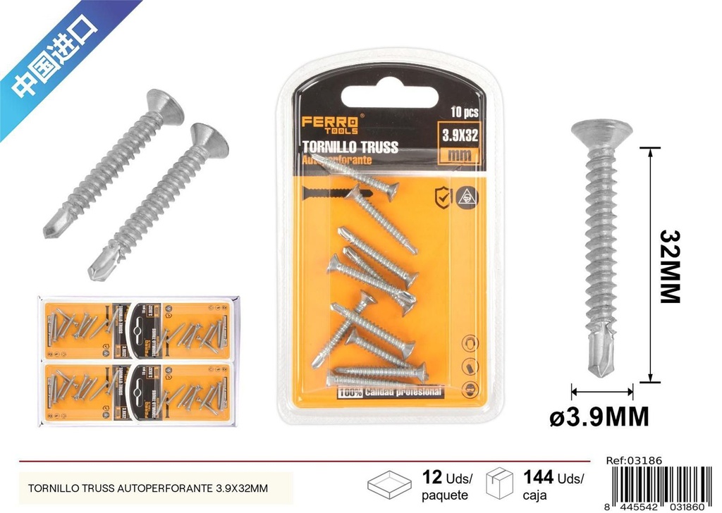 Tornillo Truss autoperforante 3.9x32mm - Accesorios de ferretería