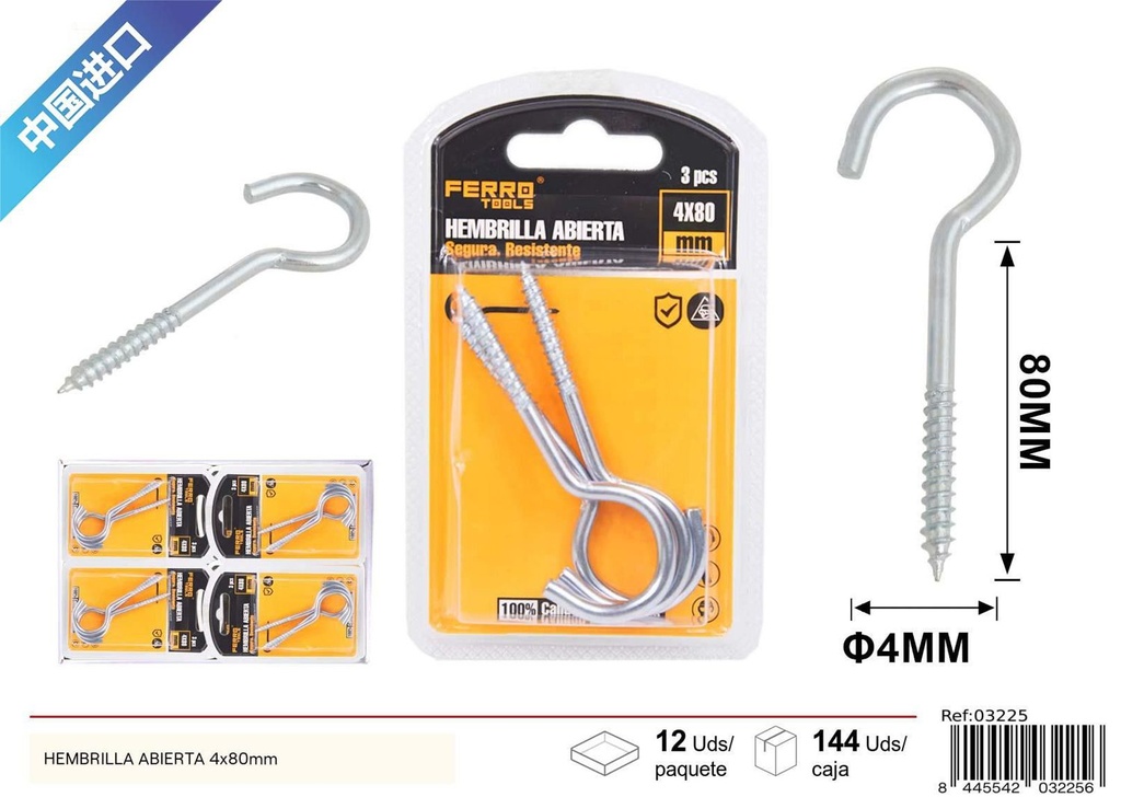 Hembrilla abierta 4x80mm - Accesorios de ferretería