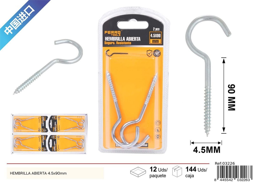 Hembrilla abierta 4.5x90mm - Accesorios de ferretería