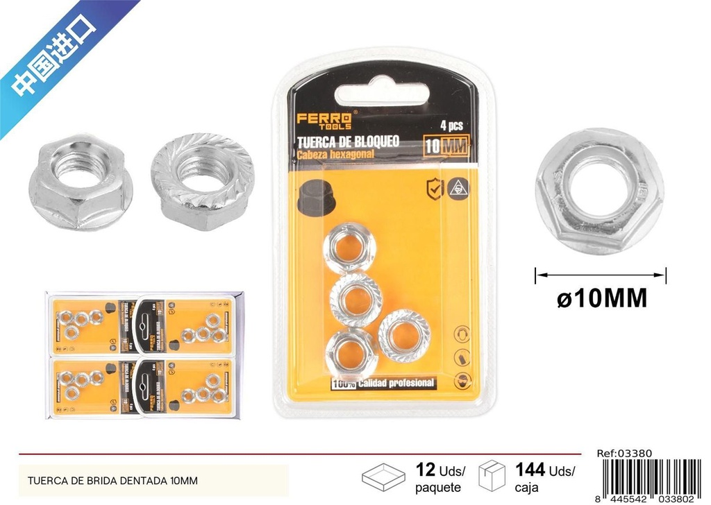 Tuerca de brida dentada 10mm - Accesorios de ferretería