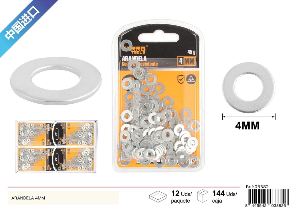 Arandela plana de 4mm - Ferretería y fijaciones