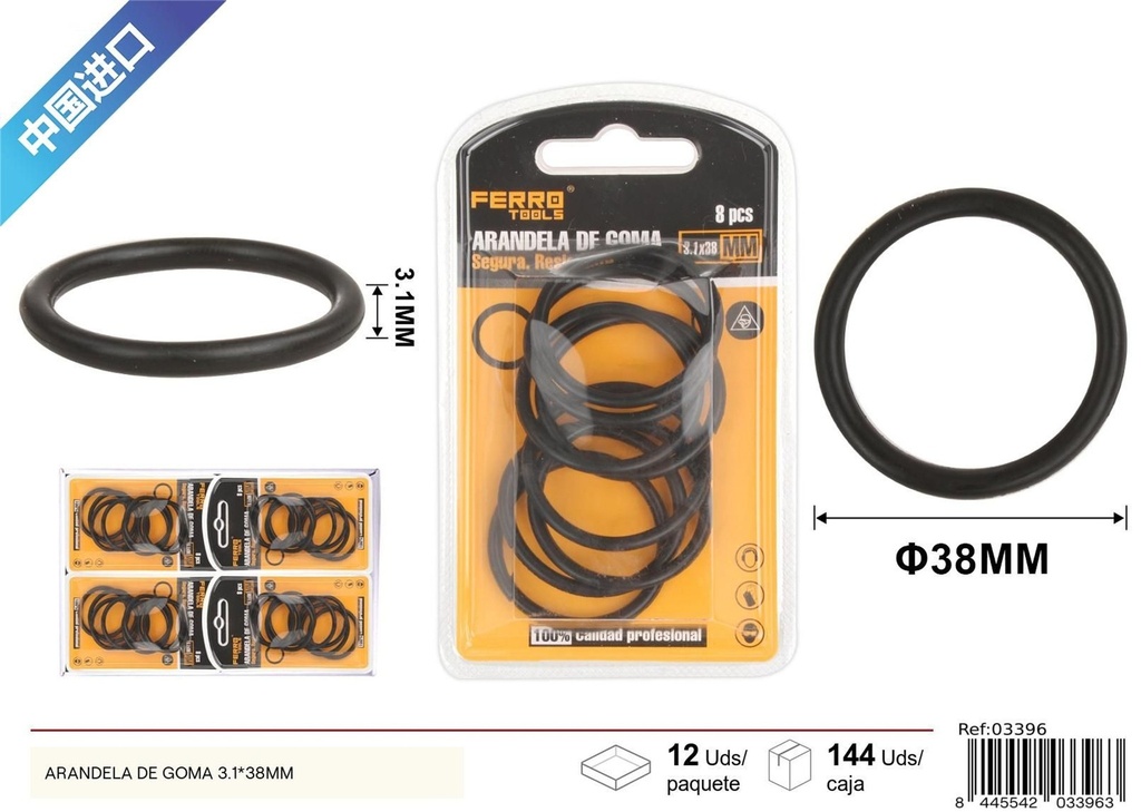 Arandela de goma negra 3.1*38mm - Accesorios de ferretería