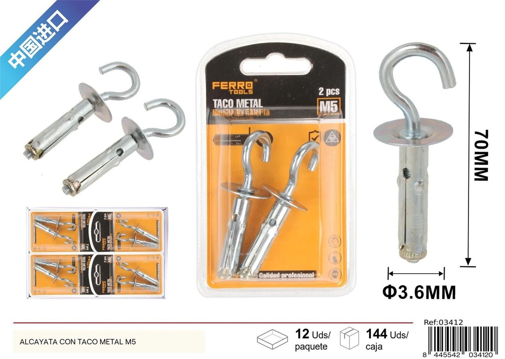 TACO METAL M5 2 piezas - Accesorios de ferretería
