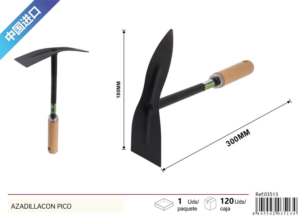 Azadilla con pico de madera de haya - Herramienta de jardín