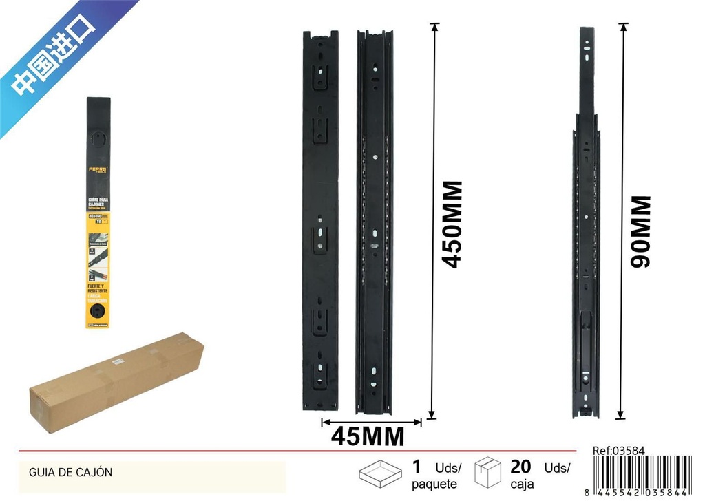 Guía de cajón 45*450mm - Accesorios de ferretería