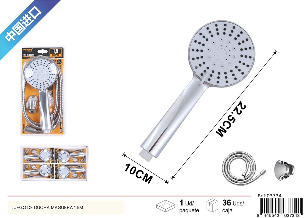 Set de ducha blanca 1.5 m - Accesorios de baño