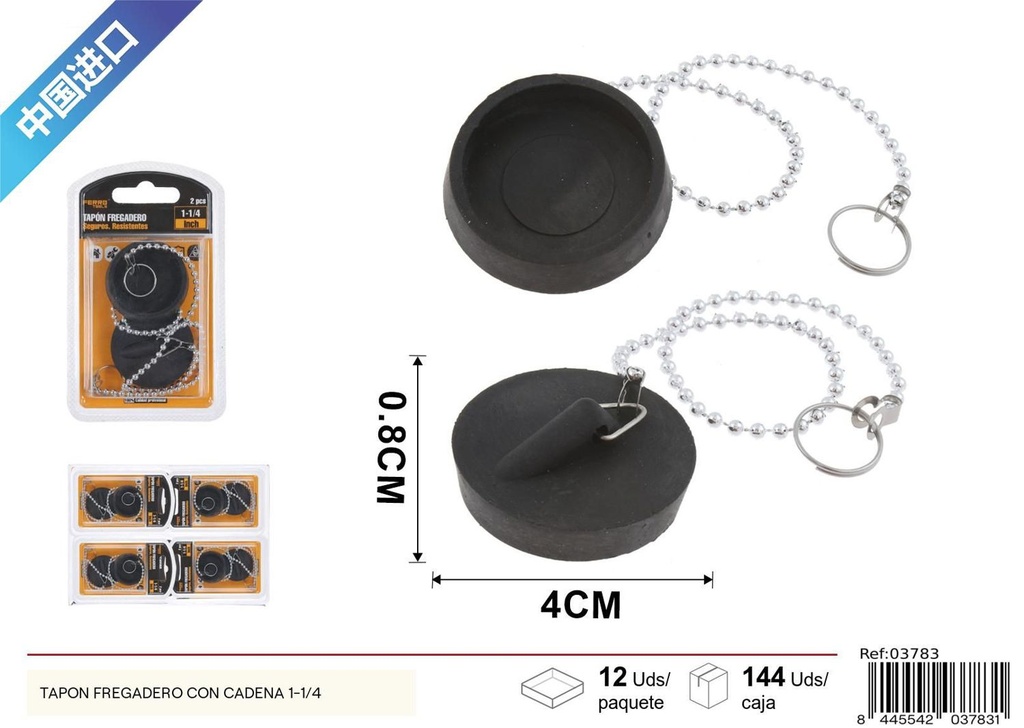 Tapón para fregadero con cadena 1-1/4 (2 piezas) - Accesorios de baño