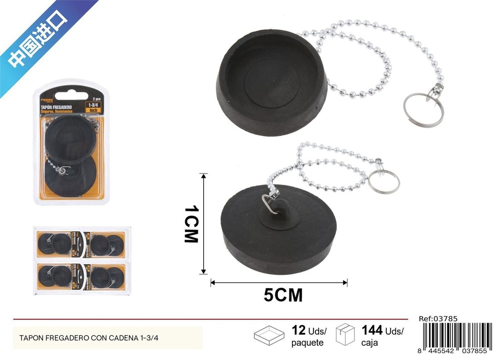 Tapón fregadero con cadena 1-3/4 2 piezas - Accesorios de fontanería