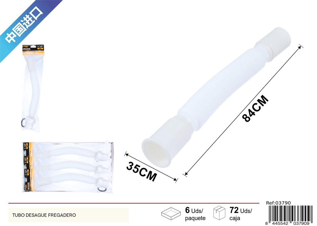 Tubo de desagüe blanco con sello de goma 1-1/2 - Accesorios de baño