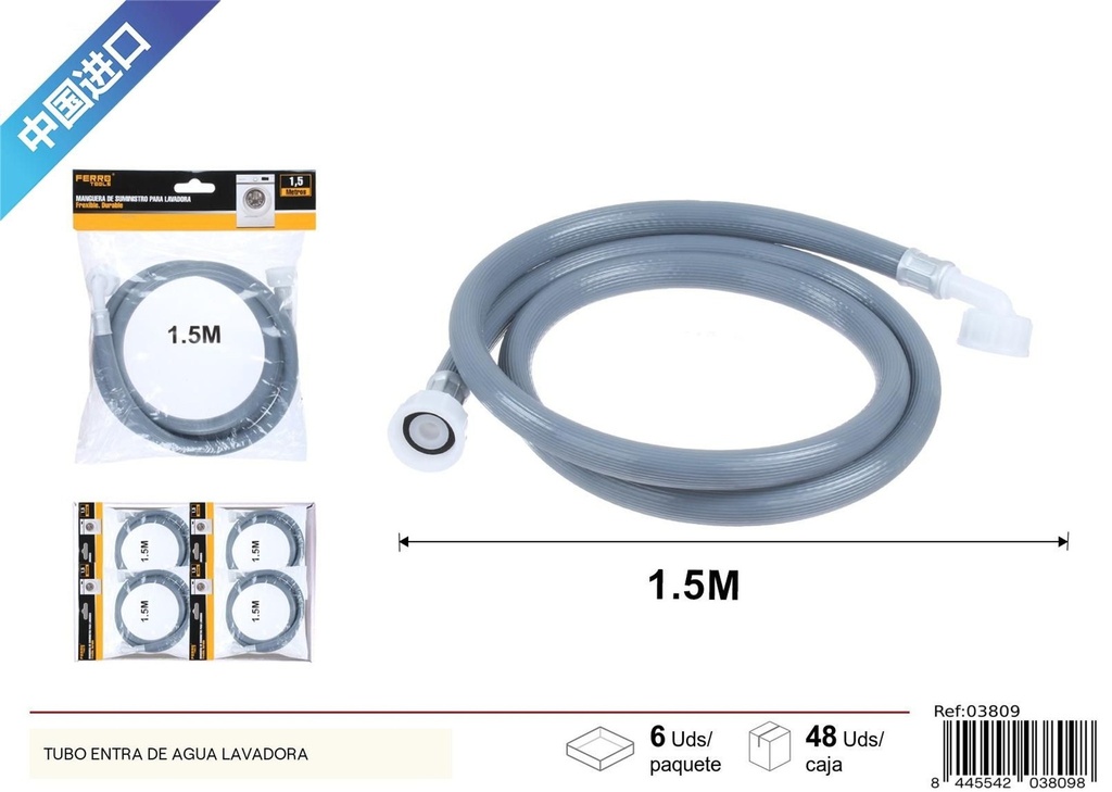 Manguera de suministro para lavadora 1.5m - Accesorios de baño