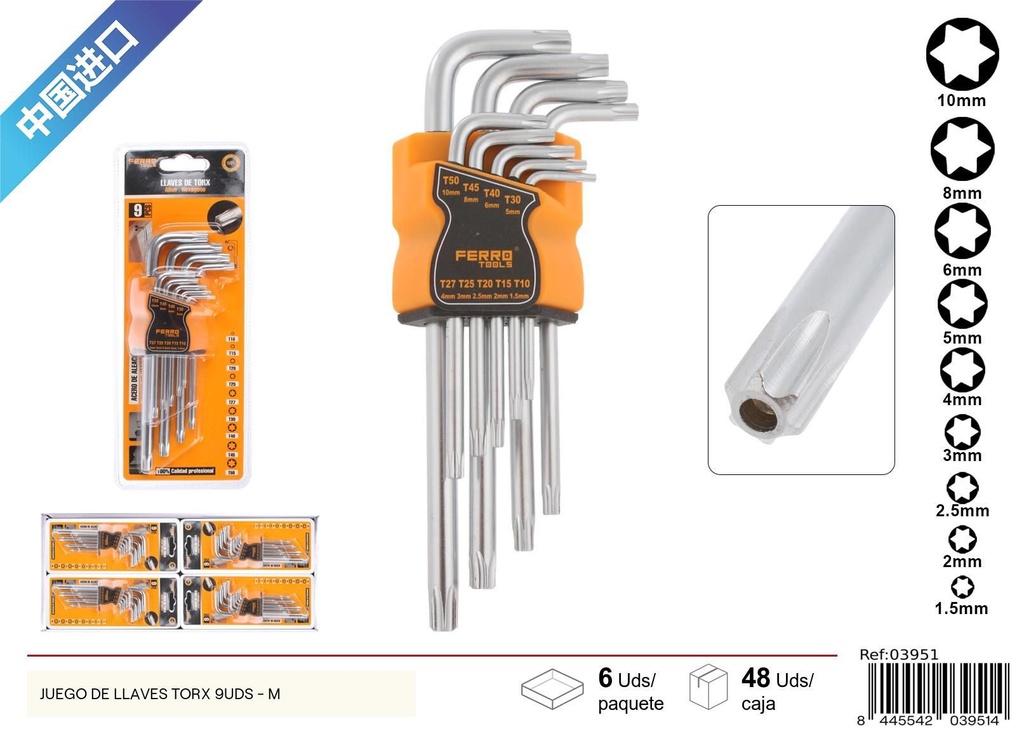Juego de llaves Torx 9 uds - Herramientas manuales 