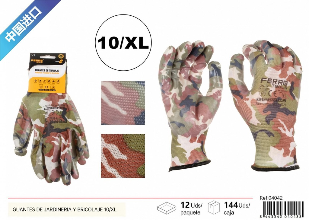 Guantes de jardinería y bricolaje grado A 39G GN+FP talla XL - Herramientas de ferretería