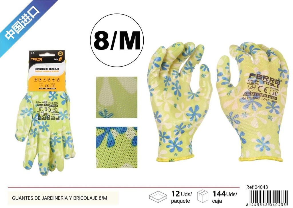 Guantes de jardinería y bricolaje grado A 32G GN+FP talla M - Herramientas de ferretería
