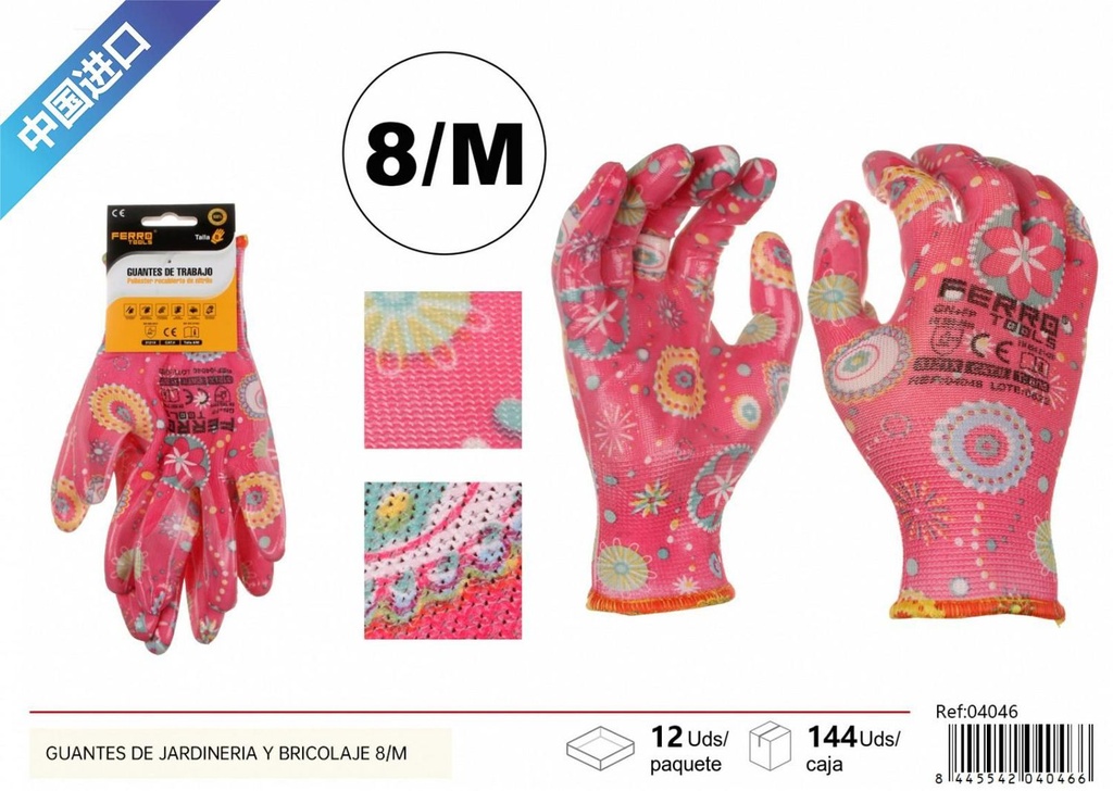 Guantes de jardinería y bricolaje grado A 32G GN+FP talla M - Herramientas de ferretería