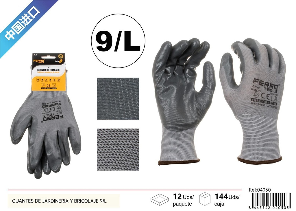 Guantes de jardinería y bricolaje 9/L - Herramientas